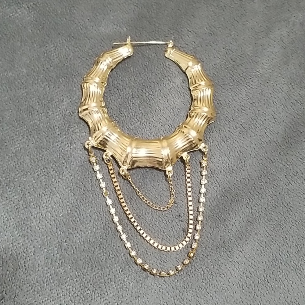 Giant Statement Gold Hoop Chain Earring